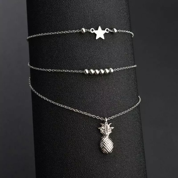 New Pineapple/Star Silver/Gold Anklet Bracelet - Picture 5 of 5